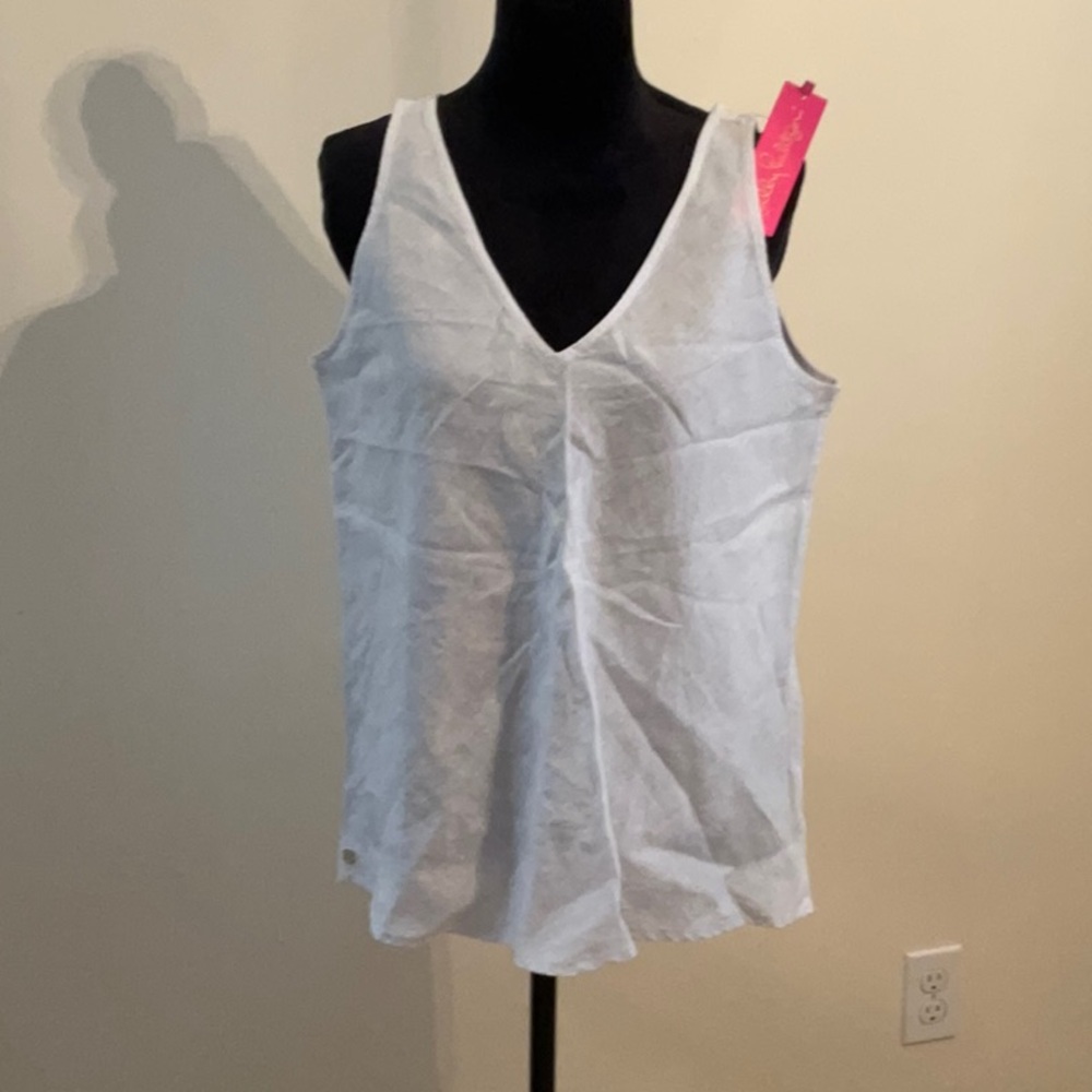Lilly Pulitzer V-Neck Linen Tank Top